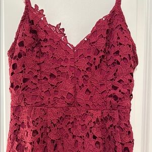 Elegant Lace Dress in Deep Red